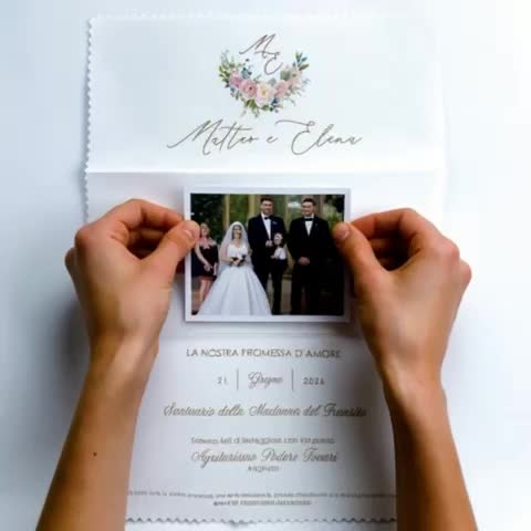 Partecipazioni in tessuto con foto 