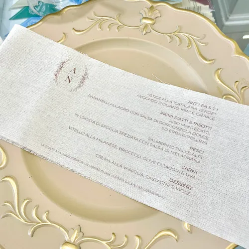 Wedding shop menu in tessuto menu orizzontale in tessuto 10x28 cm 