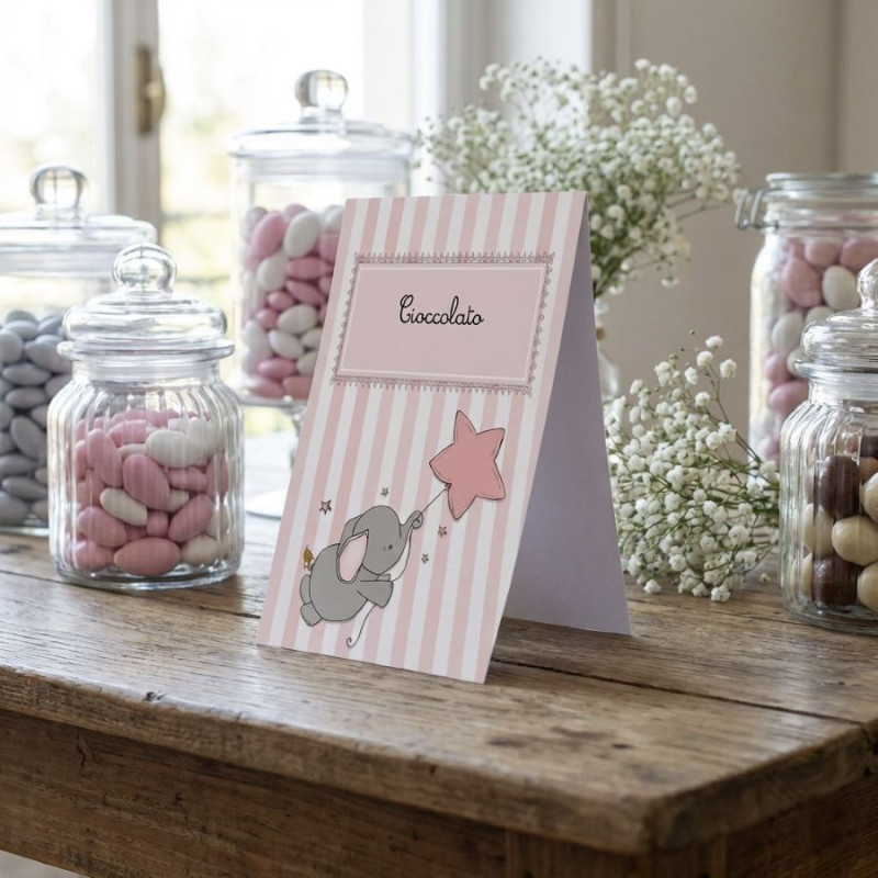 Segnagusto confettata personalizzato elefantina