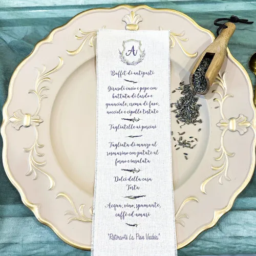 Wedding shop menu in tessuto menu verticale in tessuto 28x10 cm 