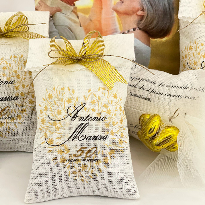 Sacchettino portaconfetti medio nozze d'oro