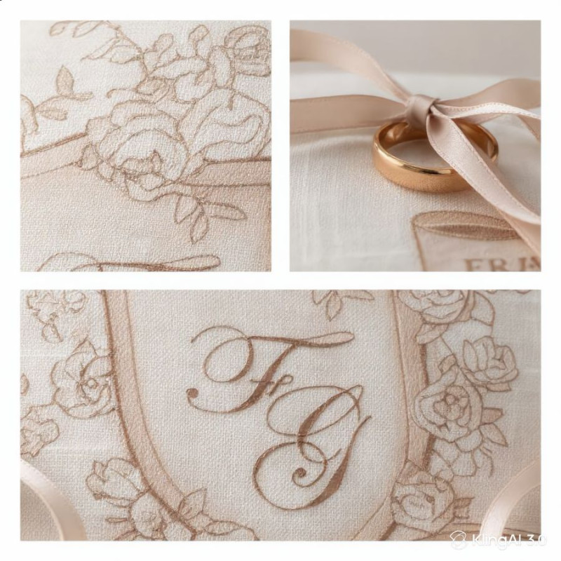 Cuscino portafedi rettangolare  personalizzato monogram crest with floral