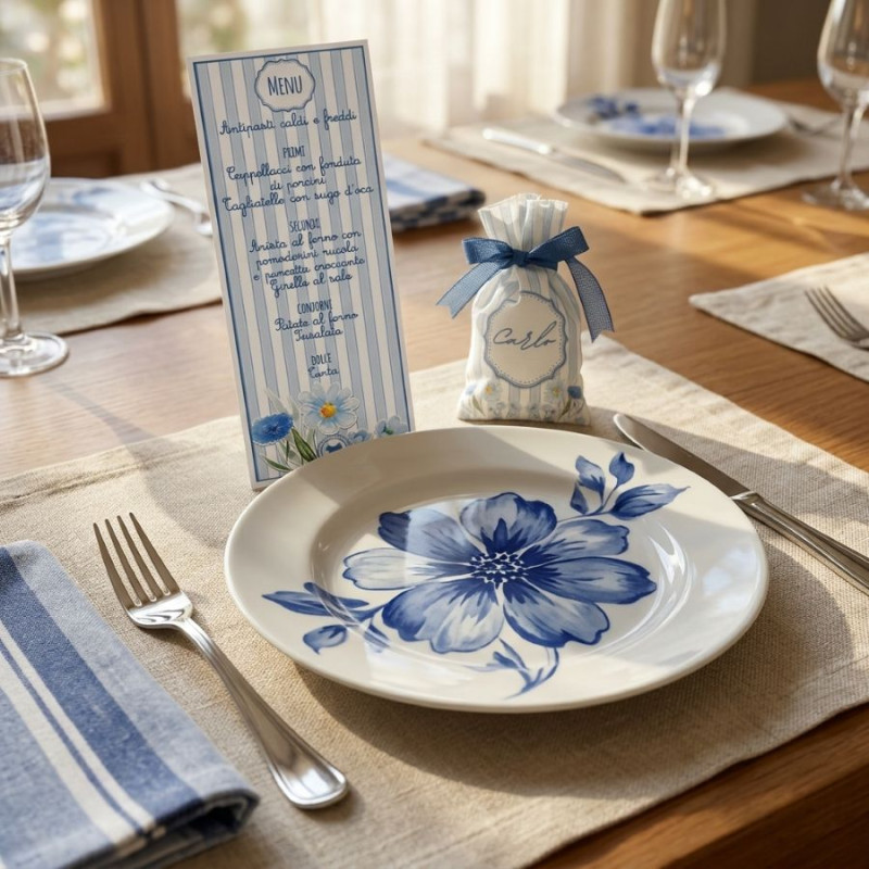 Menu rettangolare cartoncino fiori
