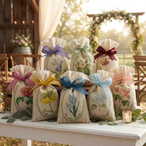 Bomboniere matrimonio set sacchettini piccoli floreali 