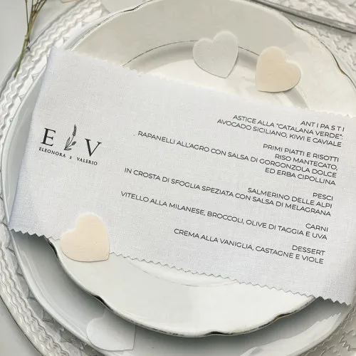 Wedding shop menu in tessuto menu orizzontale in tessuto 10x28 cm 