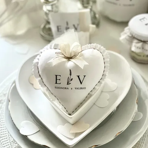Bomboniere matrimonio cuore medio iniziali
