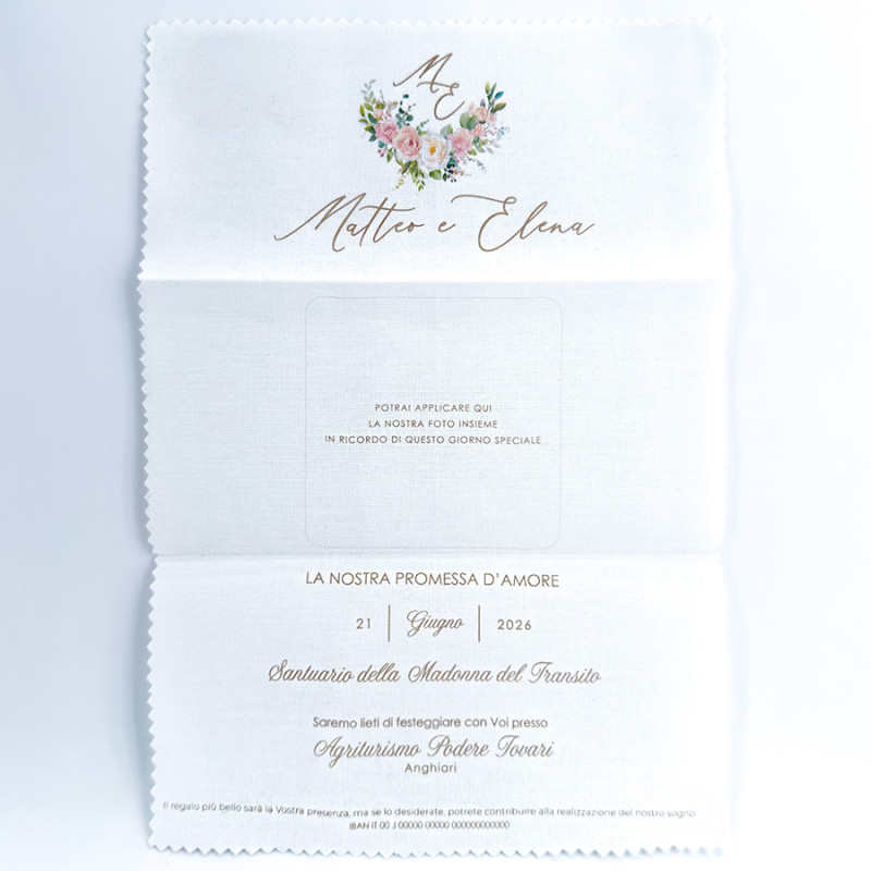 Partecipazioni in tessuto con foto 