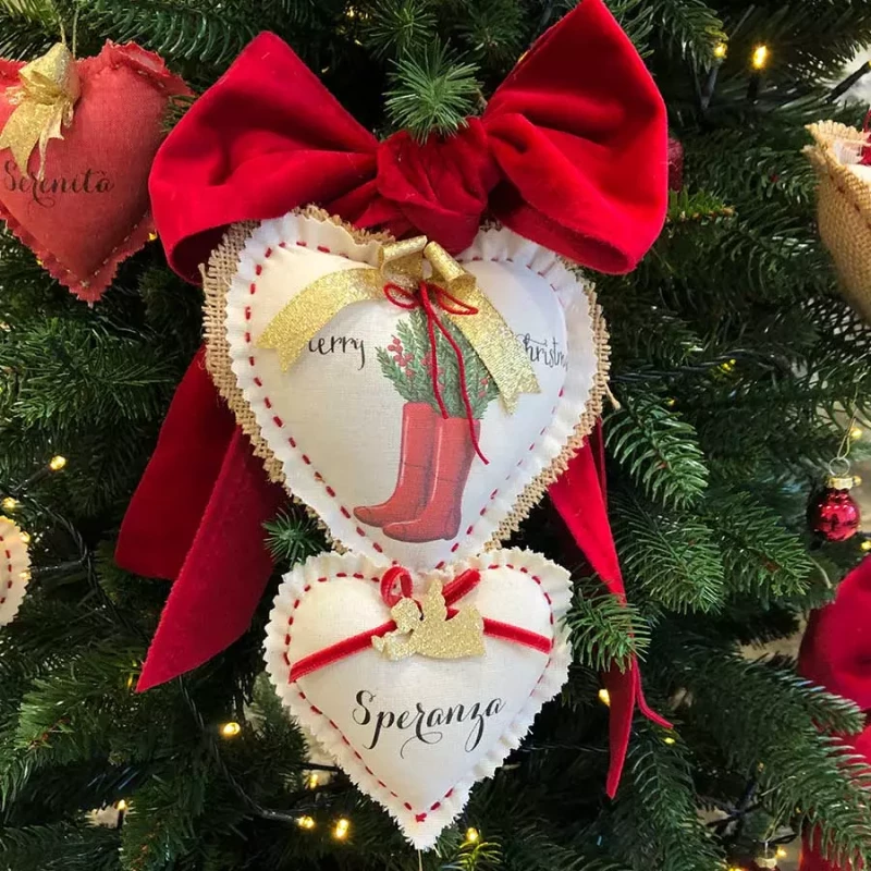 Cuore medio Natale personalizzato vintage