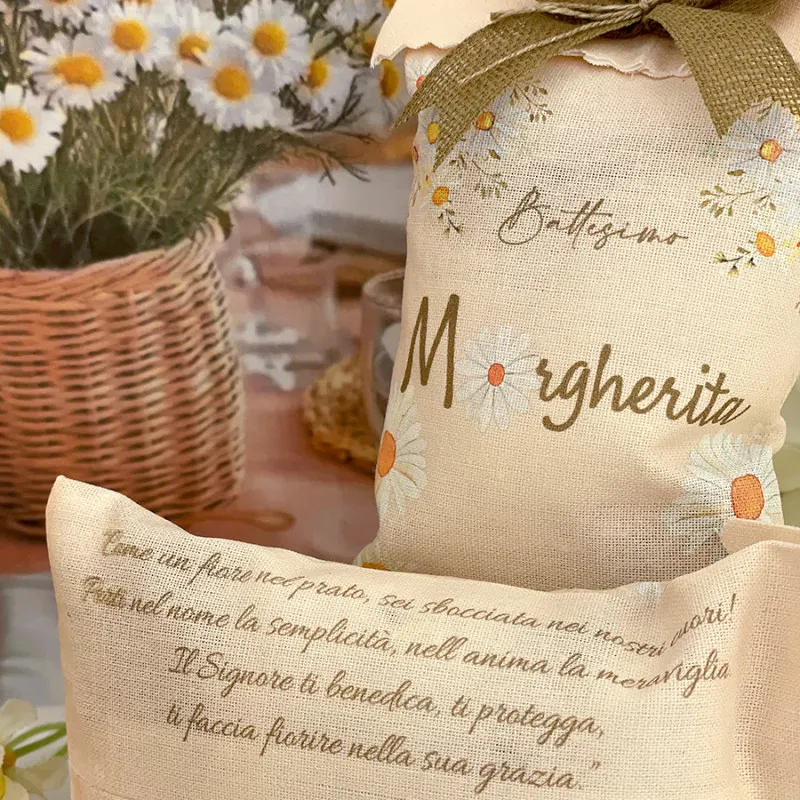 Sacchettino portaconfetti margherite