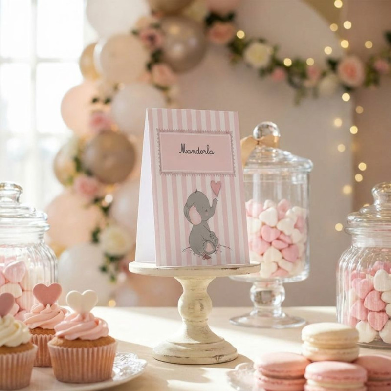 Segnagusto confettata personalizzato elefantina