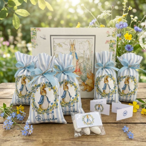 Bomboniere nascita e battesimo sacchettino portaconfetti peter rabbit