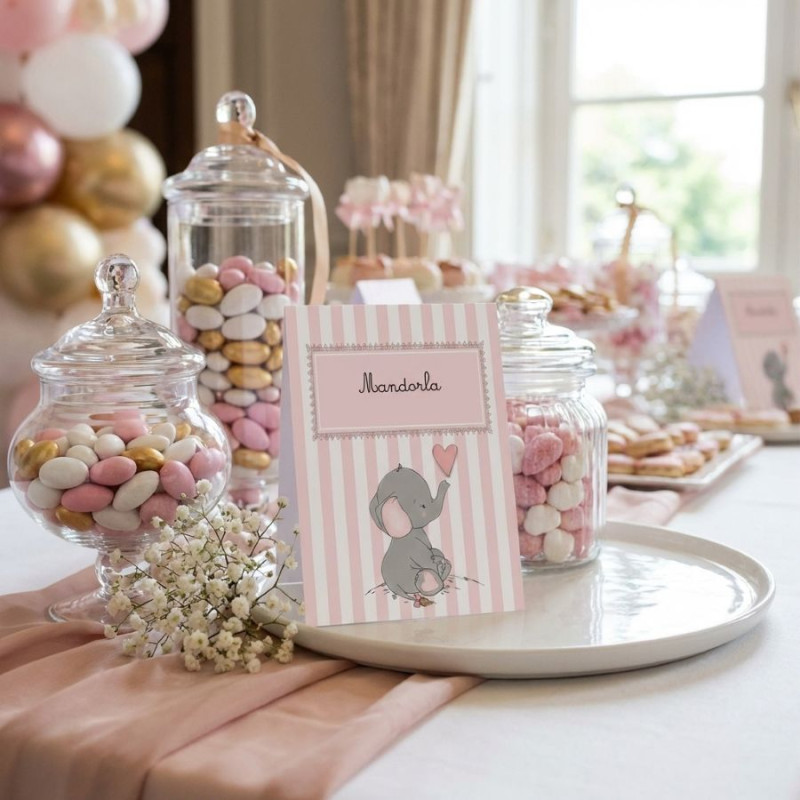 Segnagusto confettata personalizzato elefantina