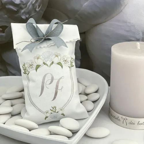 Bomboniere matrimonio sacchettino portaconfetti peonia