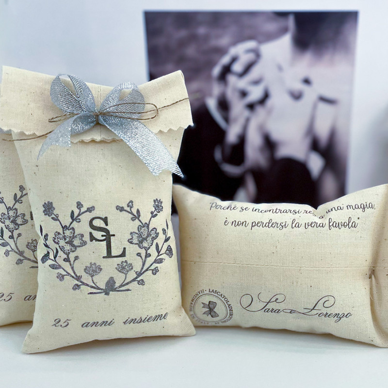 Sacchettino portaconfetti medio nozze d'argento