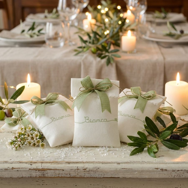 Sacchettino portaconfetti calligrafico