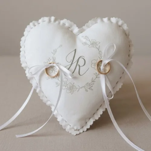 Cuscino portafedi cuore cucito a mano personalizzato