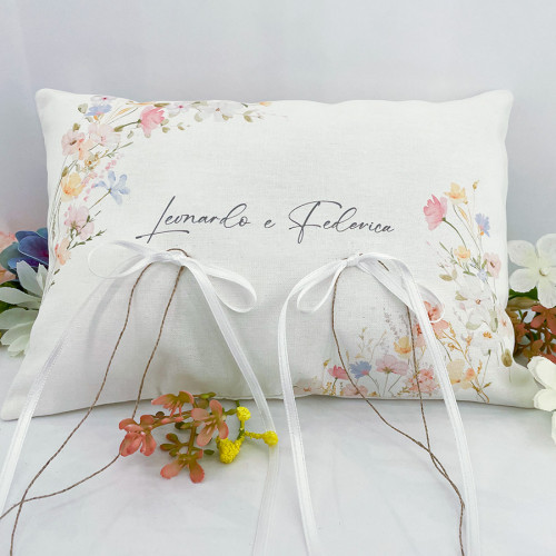 Cuscino portafedi rettangolare  personalizzato fiori