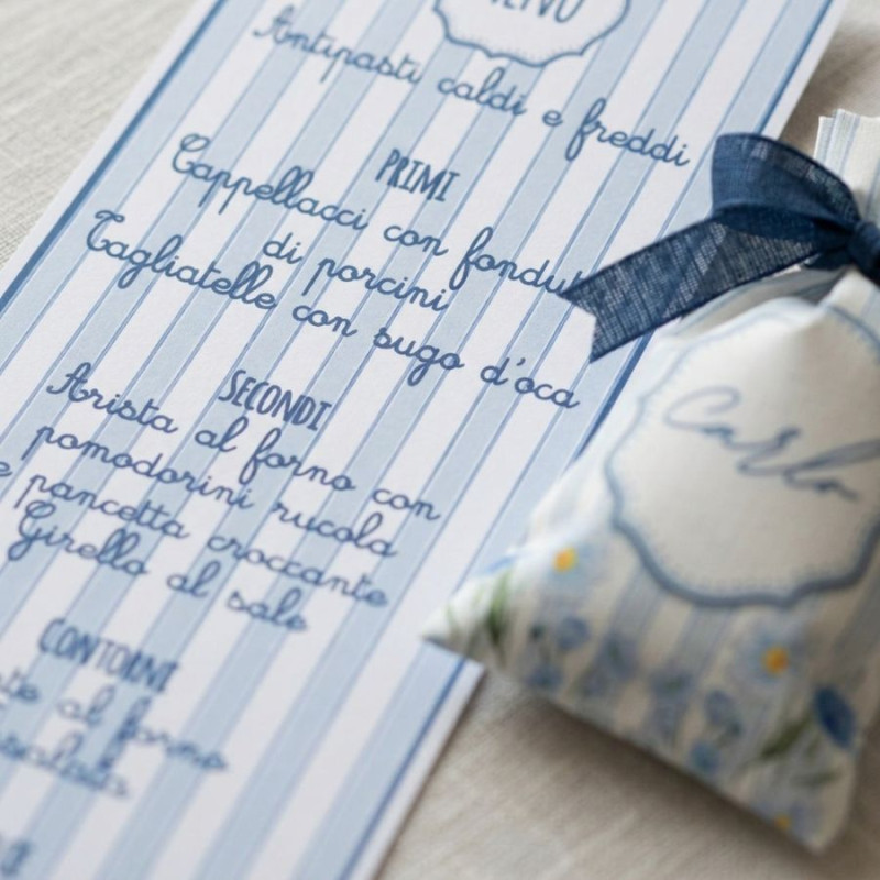 Menu rettangolare cartoncino fiori