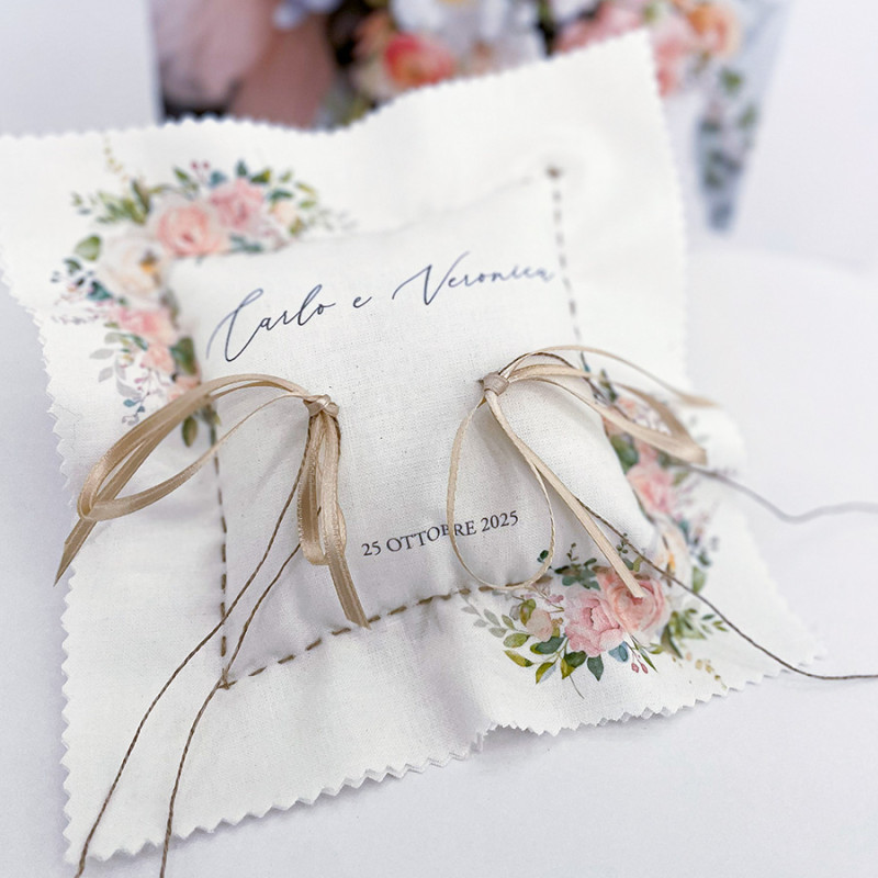 Cuscino portafedi quadrato personalizzato 