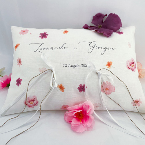 Cuscino portafedi rettangolare  personalizzato fiori