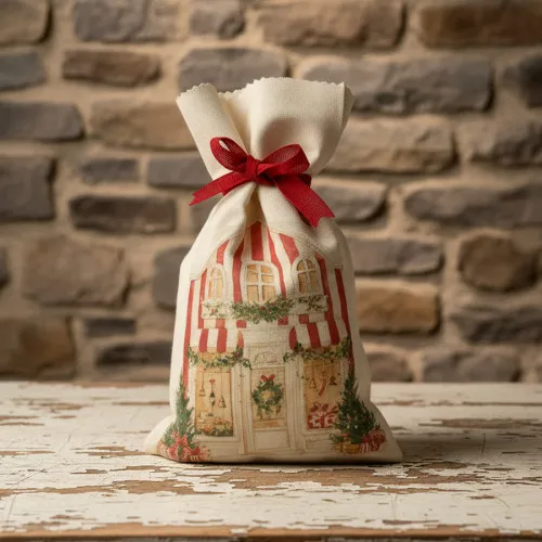 Sacchetti regalo natalizi con casetta stampata